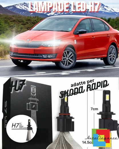 ❤️KIT LAMPADE ANABBAGLIANTI LED SKODA RAPID LED H7 6000K XENON XENO 6400 LUMEN❤️