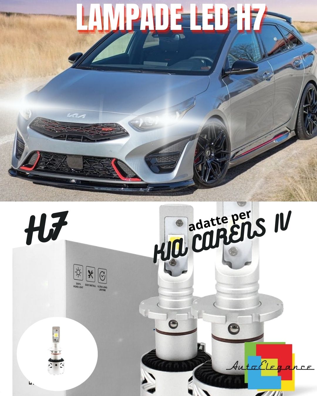 🤩KIT LED H7 KIA CARENS IV 6500K CANBUS 12000 LUMEN MONO LED LENTICOLARE🤩
