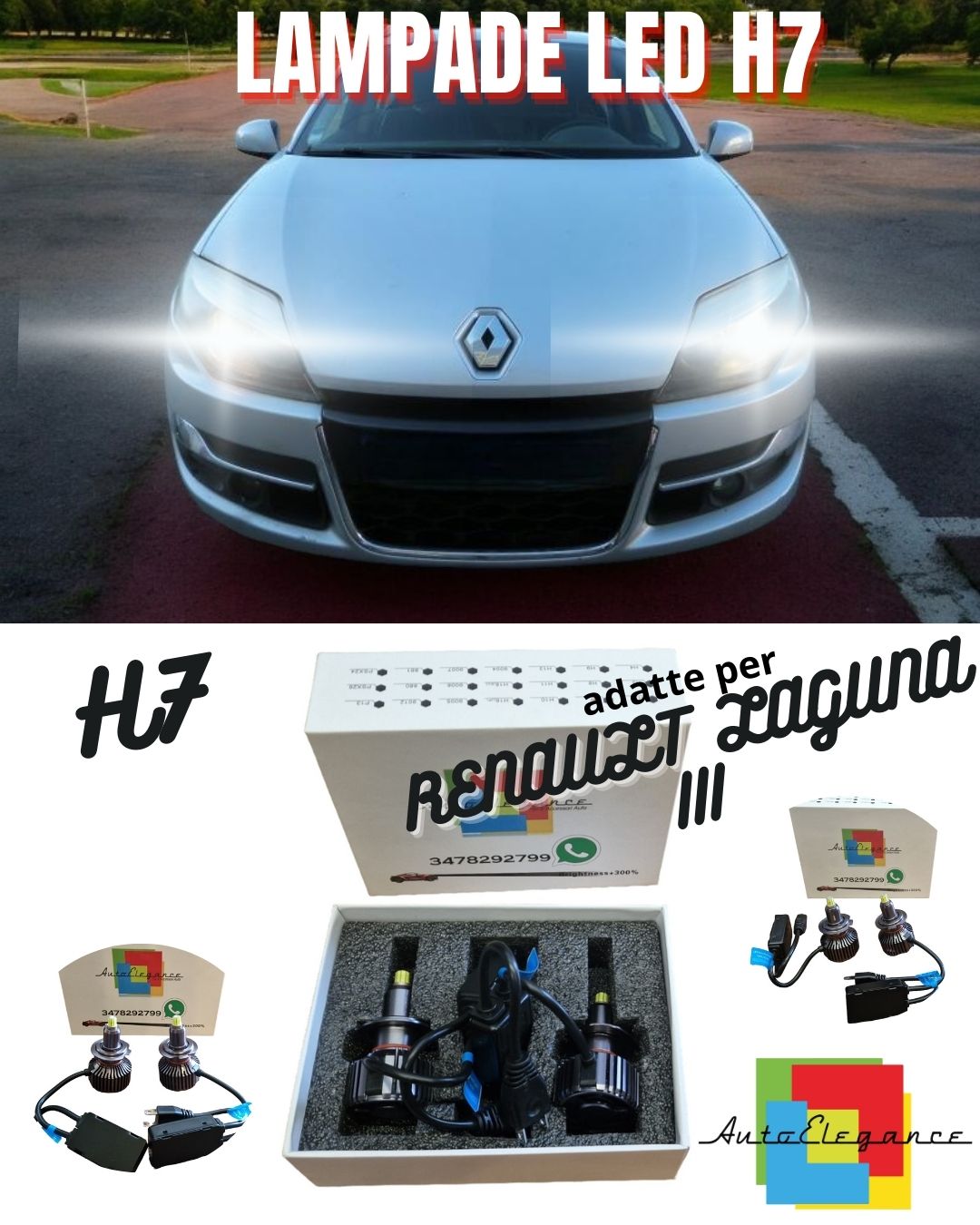 🔥KIT FULL LED H7 6000K CANBUS LED PER LENTICOLARI RENAULT LAGUNA III🔥