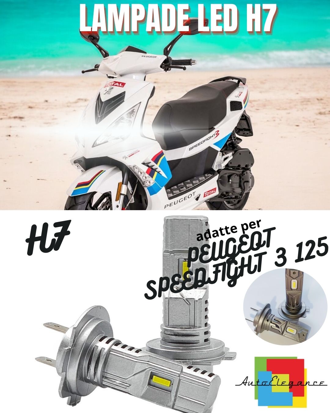 💥LAMPADA LED H7 6000K CANBUS PER ABBAGLIANTI PEUGEOT SPEEDFIGHT 3 125 2 Pezzi💥