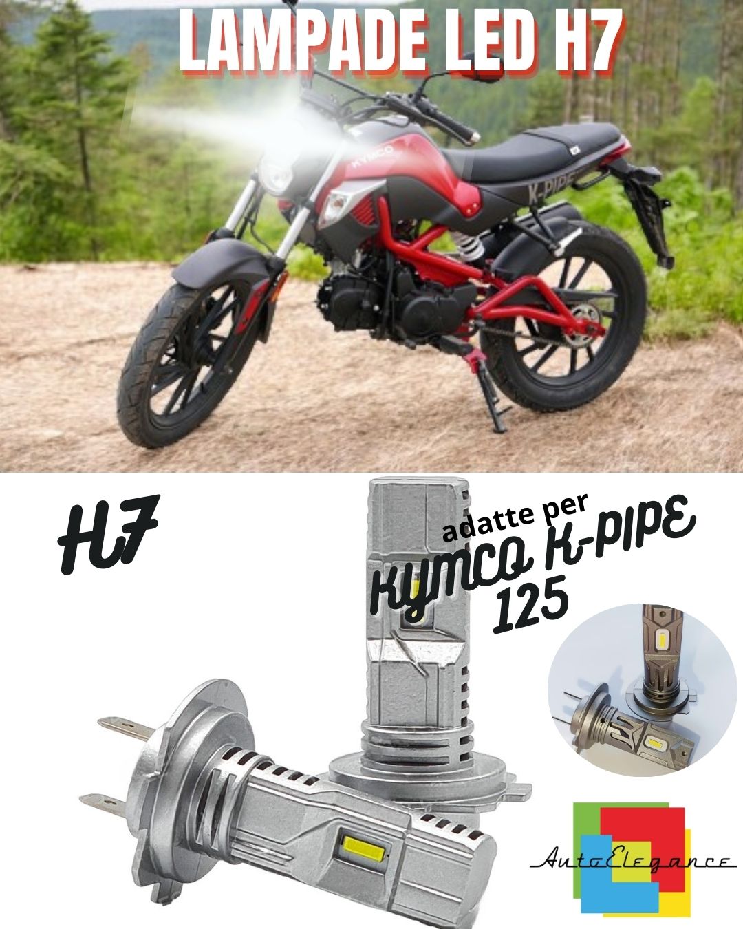 🌟LAMPADA LED H7 6000K CANBUS 3000 LM PER ABBAGLIANTI KYMCO K-PIPE 125 2 Pezzi🌟