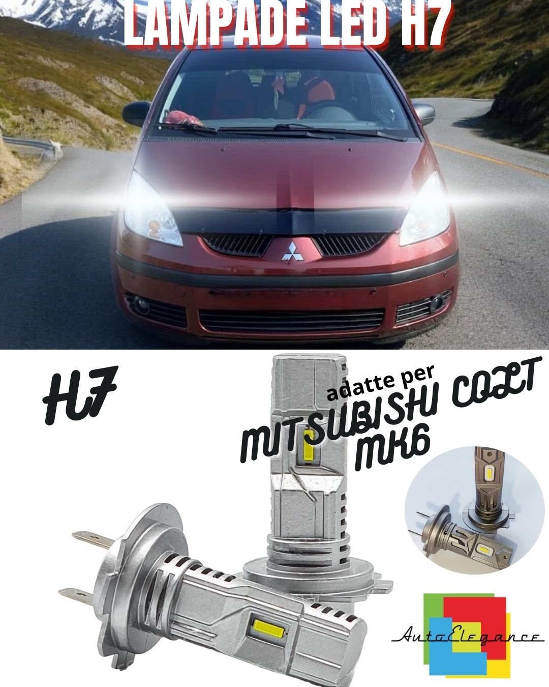 💥KIT LED H7 MITSUBISHI COLT MK6 VI 6000K BIANCO 6000 LUMEN CANBUS ABBAGLIANTI💥