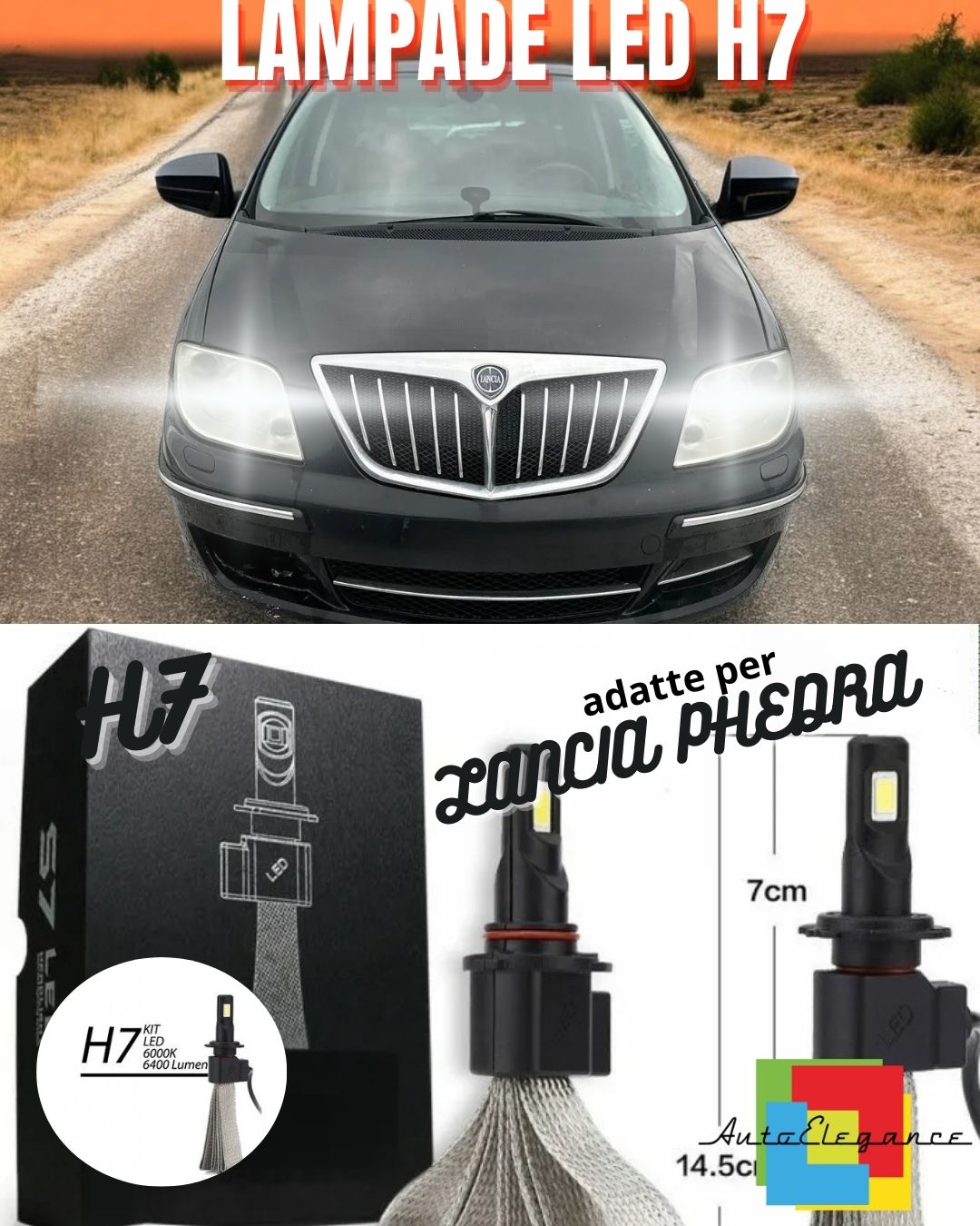😎KIT LED H7 LANCIA PHEDRA BIANCO 6400 LUMEN ABBAGLIANTI ACCENSIONE RAPIDA😎