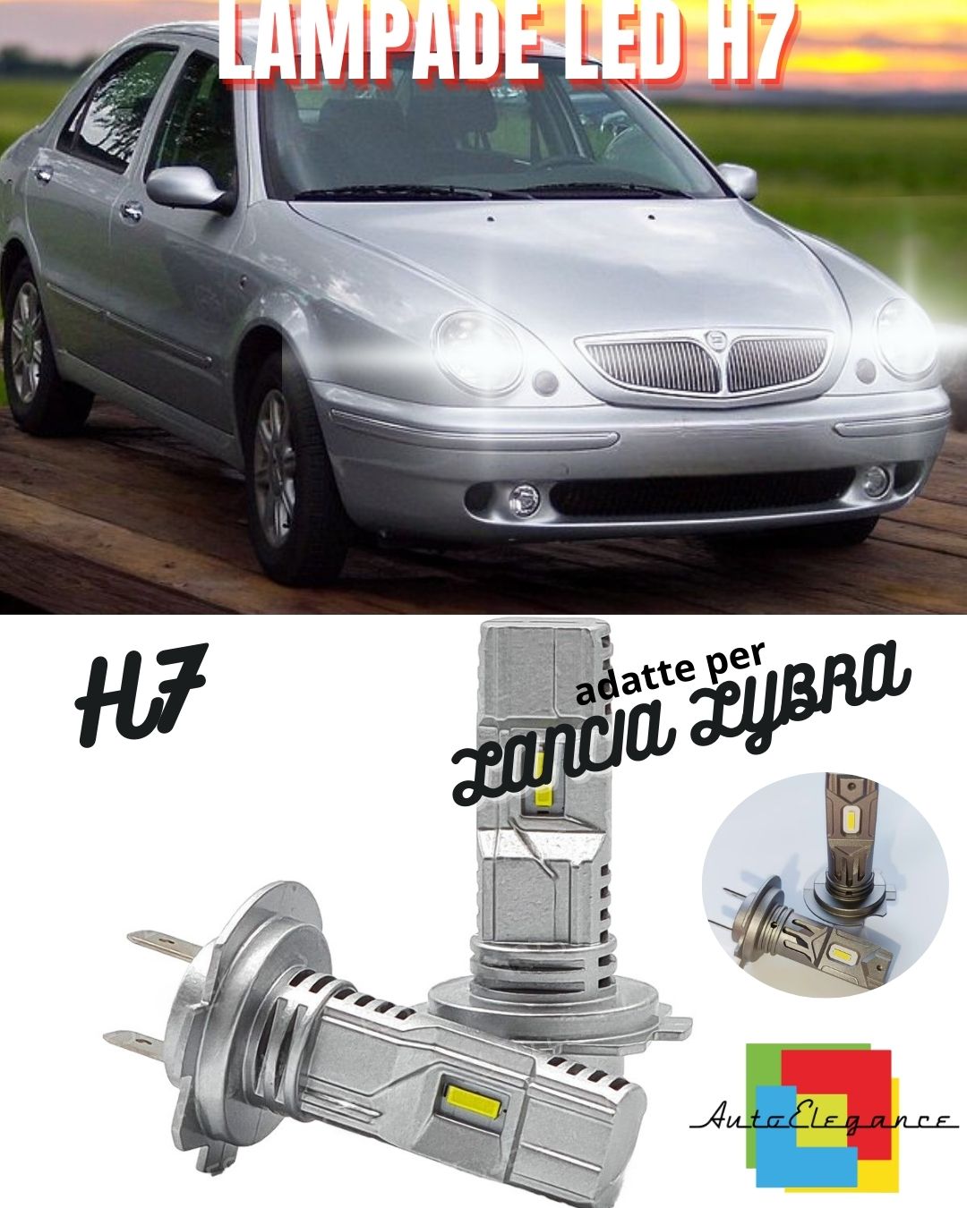 😍KIT LED H7 PER LANCIA LYBRA 6000K BIANCO 6000 LUMEN CANBUS ANABBAGLIANTI😍