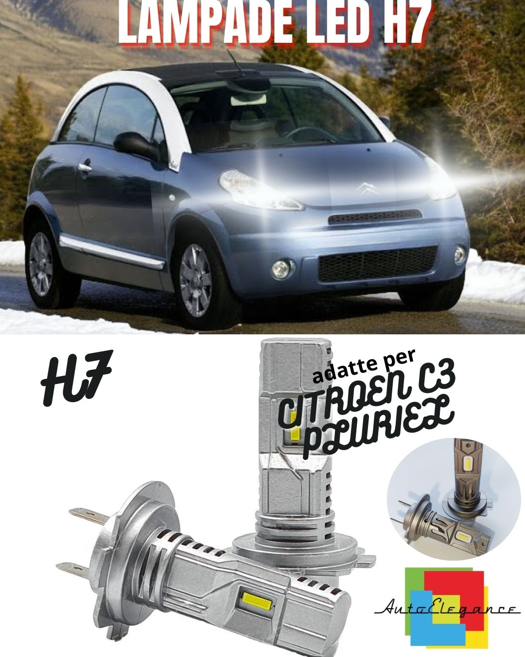 💙KIT LED H7 CITROEN C3 PLURIEL 6000K BIANCO 6000 LUMEN CANBUS ANABBAGLIANTI💙