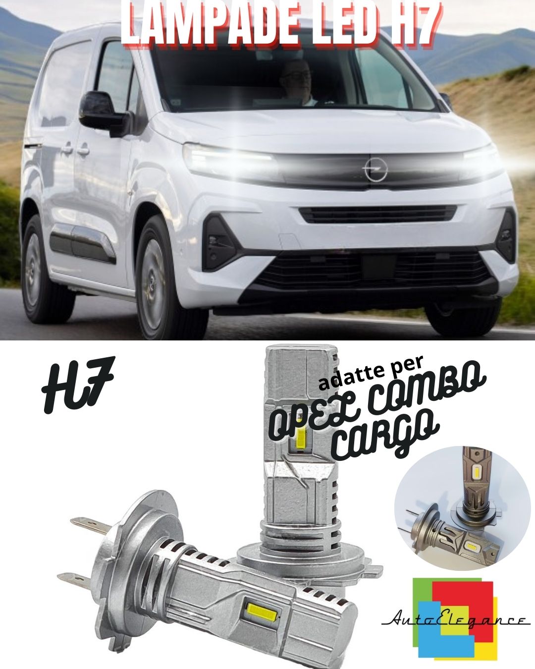 ✨KIT LED H7 OPEL COMBO CARGO 6000K BIANCO 6000 LUMEN CANBUS ANABBAGLIANTI✨