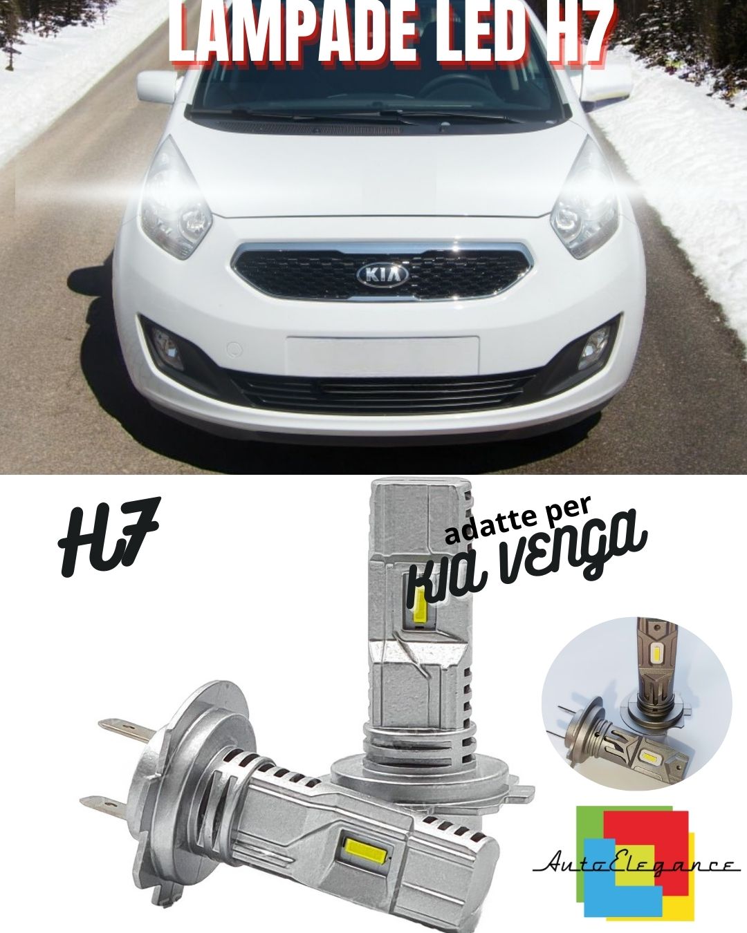 🤍KIT LED H7 PER KIA VENGA 6000K BIANCO 6000 LUMEN CANBUS ANABBAGLIANTI🤍