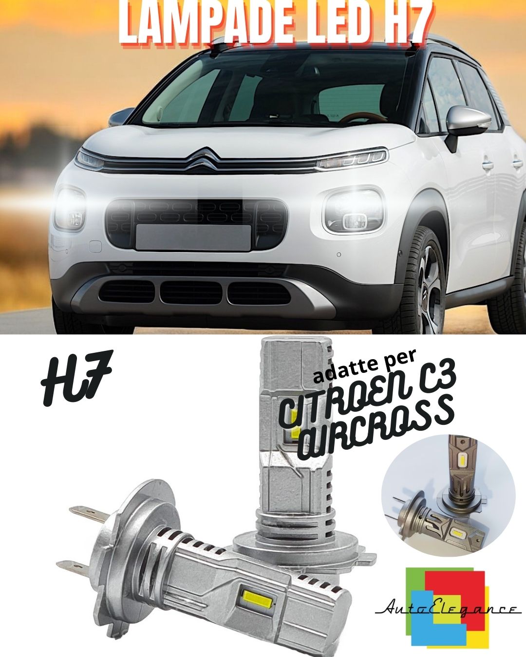 🔥CITROEN C3 AIRCROSS LED H7 KIT 6000K WHITE 6000 LUMEN CANBUS LOW BEAM🔥