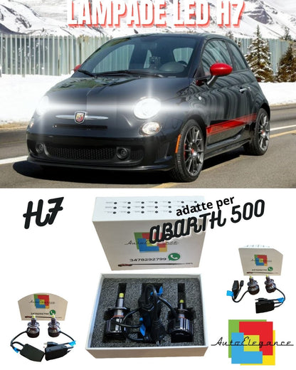 ❤️KIT FULL LED H7 CANBUS ABARTH 500 RESTYLING 6000K BIANCO 9600 LUMEN 80W❤️