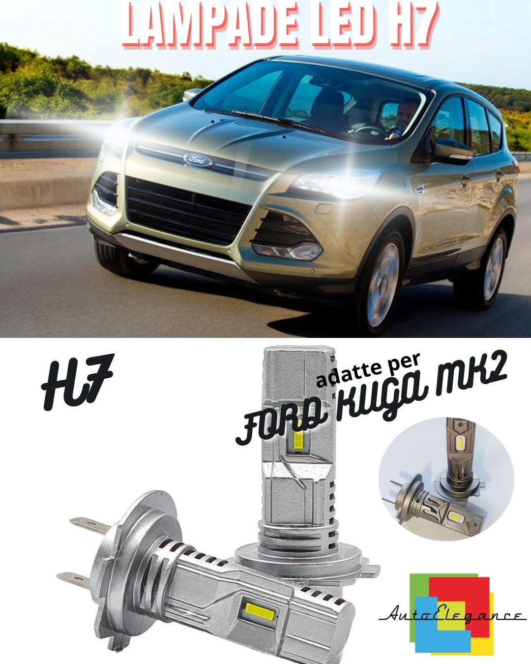 🔥KIT LED H7 PER FORD KUGA MK2 II 6000K BIANCO 6000 LUMEN CANBUS ANABBAGLIANTI🔥
