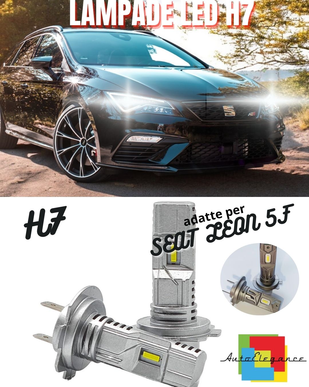 🔥KIT LED H7 PER SEAT LEON 5F 6000K BIANCO 6000 LUMEN CANBUS ANABBAGLIANTI🔥