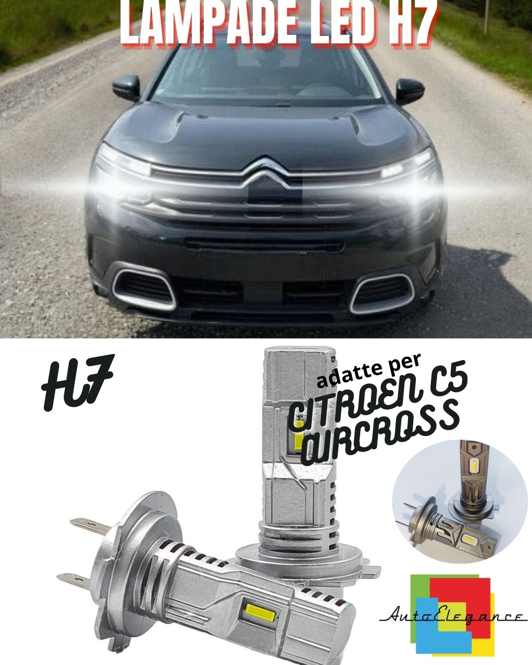 ⭐CITROEN C5 AIRCROSS LED H7 KIT 6000K WHITE 6000 LUMEN CANBUS LOW BEAM⭐