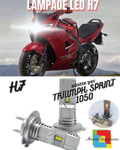 KIT LED H7 6000K BIANCO 6000 LUMEN TRIUMPH SPRINT 1050 2005-2010 ST COMPATTE