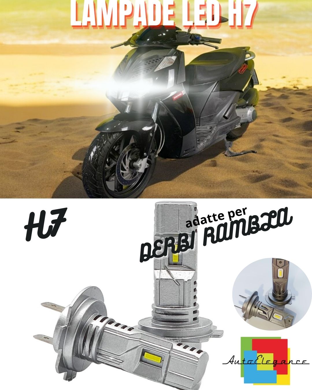 ✨LAMPADA LED H7 CANBUS PER ANABBAGLIANTE DERBI RAMBLA 6000K 2 Pezzi✨