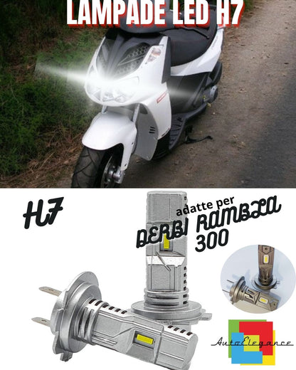 😎LAMPADA LED H7 6000K CANBUS PER ANABBAGLIANTI DERBI RAMBLA 300 IE 2 Pezzi😎