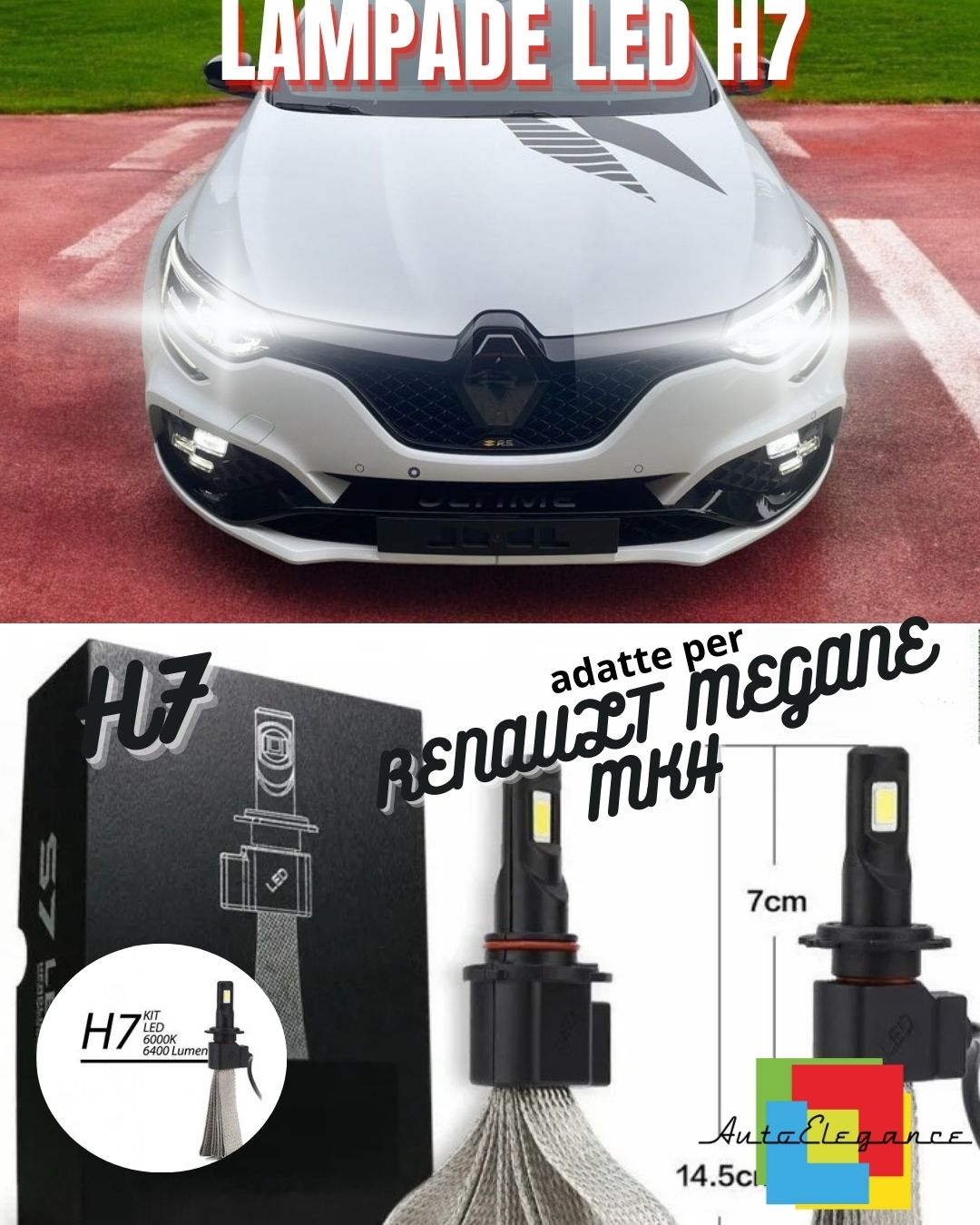 💥ANABBAGLIANTE LED RENAULT MEGANE MK4 LED H7 6000K 6400 LUMEN ULTRALUMINOSI💥