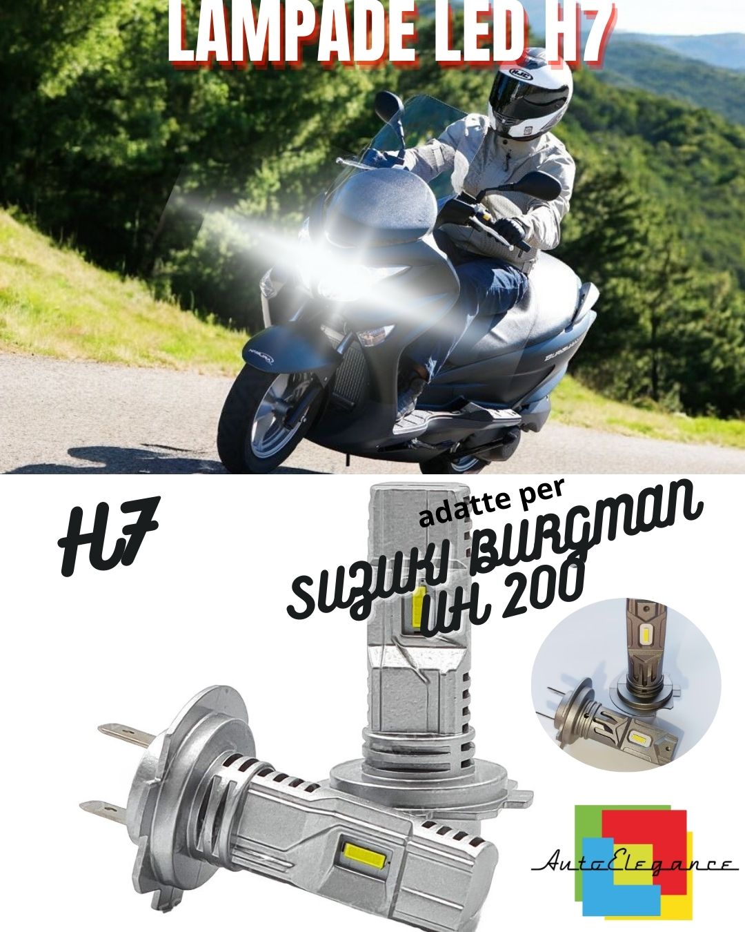 😍LAMPADA LED H7 6000K CANBUS PER ABBAGLIANTI SUZUKI BURGMAN UH 200 2 Pezzi😍