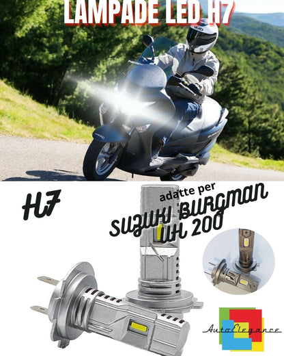 😍LAMPADA LED H7 6000K CANBUS PER ABBAGLIANTI SUZUKI BURGMAN UH 200 2 Pezzi😍