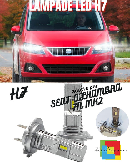 🍂KIT LED H7 PER SEAT ALHAMBRA 7N 6000K BIANCO 6000 LUMEN CANBUS ANABBAGLIANTI🍂