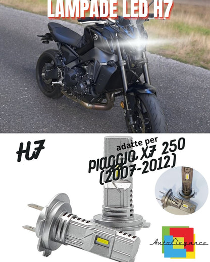 🖤LAMPADA LED H7 6000K CANBUS 3000 LM PER ANABBAGLIANTI PIAGGIO X7 250 2 Pezzi🖤
