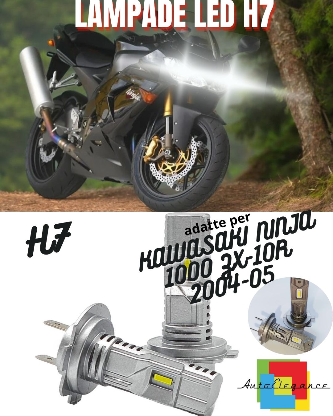 😍LAMPADA LED H7 CANBUS PER ANABBAGLIANTE KAWASAKI NINJA 1000 ZX-10R 2 Pezzi😍