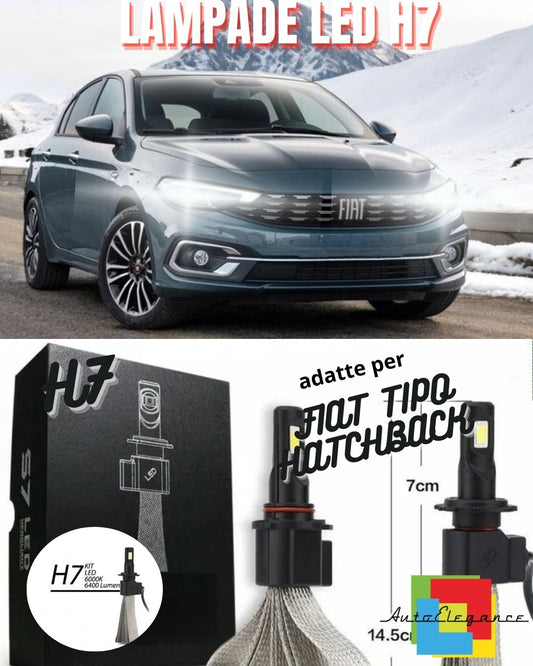 🖤KIT FULL LED FIAT TIPO HATCHBACK LAMPADE LED H7 6000K BIANCO GHIACCIO🖤