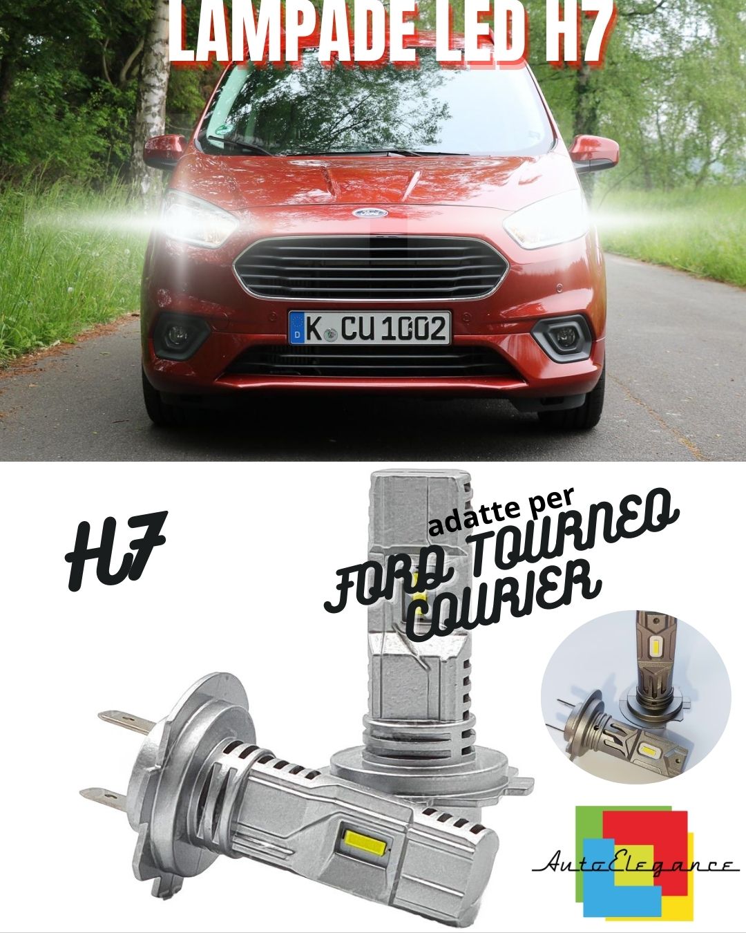 😍KIT LED H7 PER FORD TOURNEO COURIER 6000K 6000 LUMEN CANBUS ANABBAGLIANTI😍