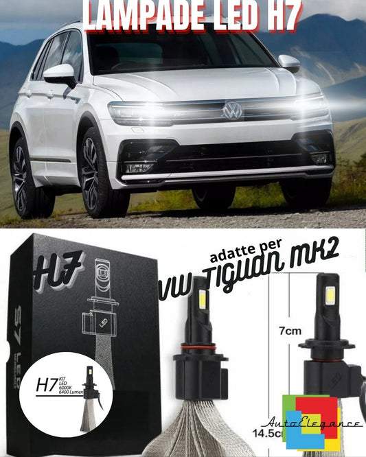 🤩KIT LAMPADE ABBAGLIANTI LED VW TIGUAN MK2 LED H7 6000K 6400 LUMEN NO ERROR🤩