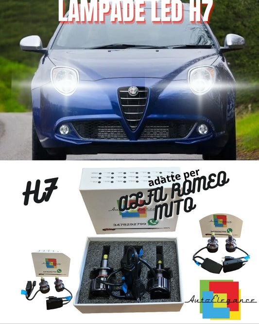 ⭐KIT FULL LED H7 CANBUS ALFA ROMEO MITO 6000K BIANCO 9600 LUMEN 80W NO ERROR⭐