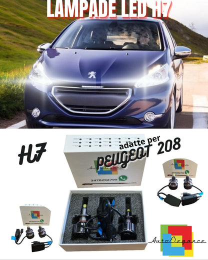 🔥KIT FULL LED H7 6000K CANBUS LED PER LENTICOLARI PEUGEOT 208 NO AVARIA🔥