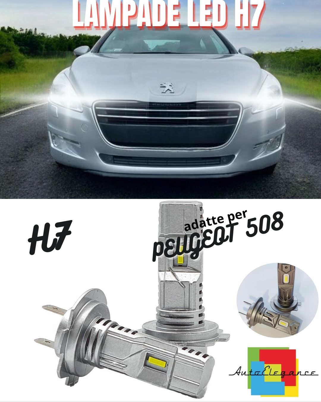 😍KIT LED H7 PER PEUGEOT 508 6000K BIANCO 6000 LUMEN CANBUS ABBAGLIANTI😍