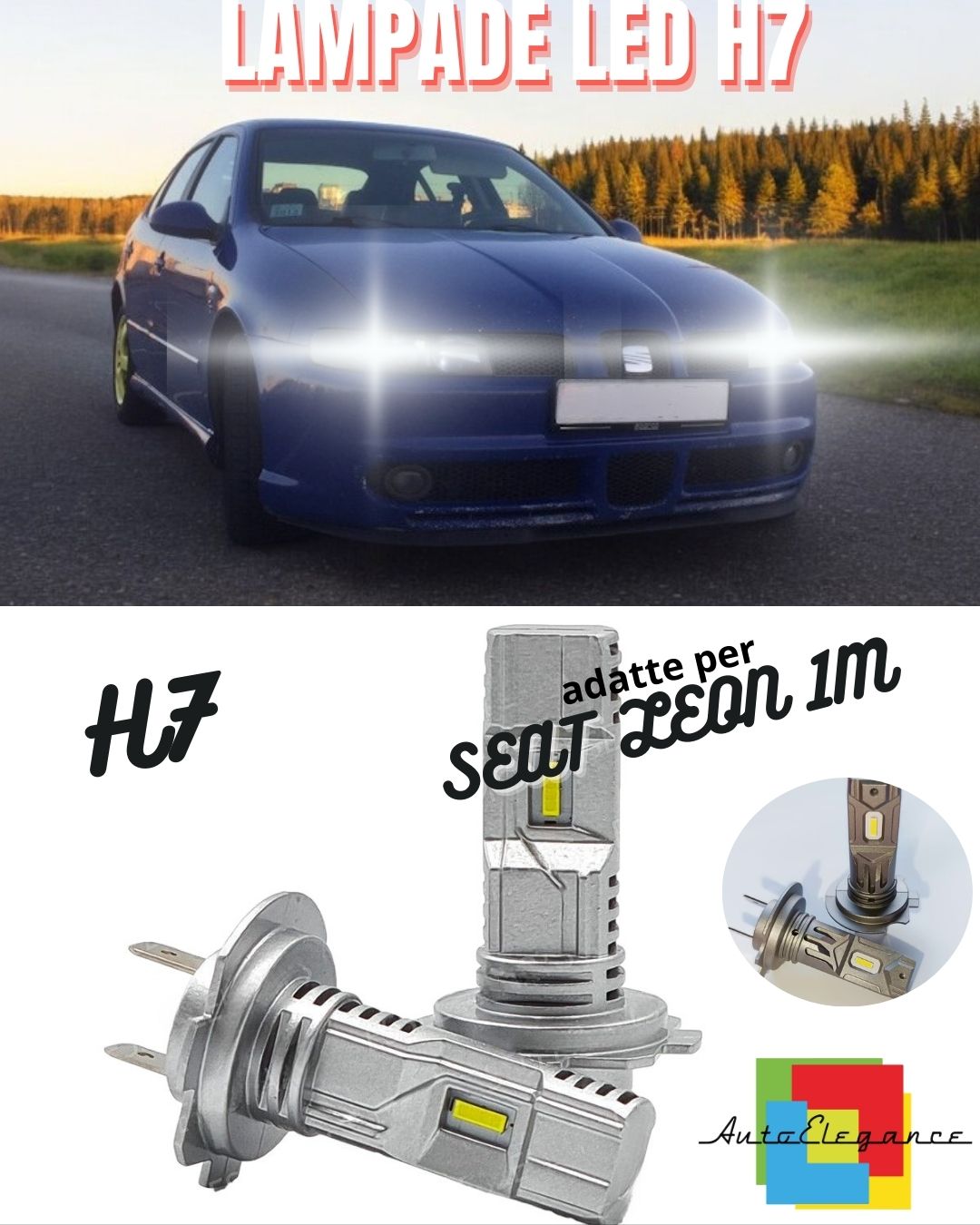 😎H7 LED KIT FOR SEAT LEON 1M 6000K WHITE 6000 LUMEN CANBUS LOW BEAM😎