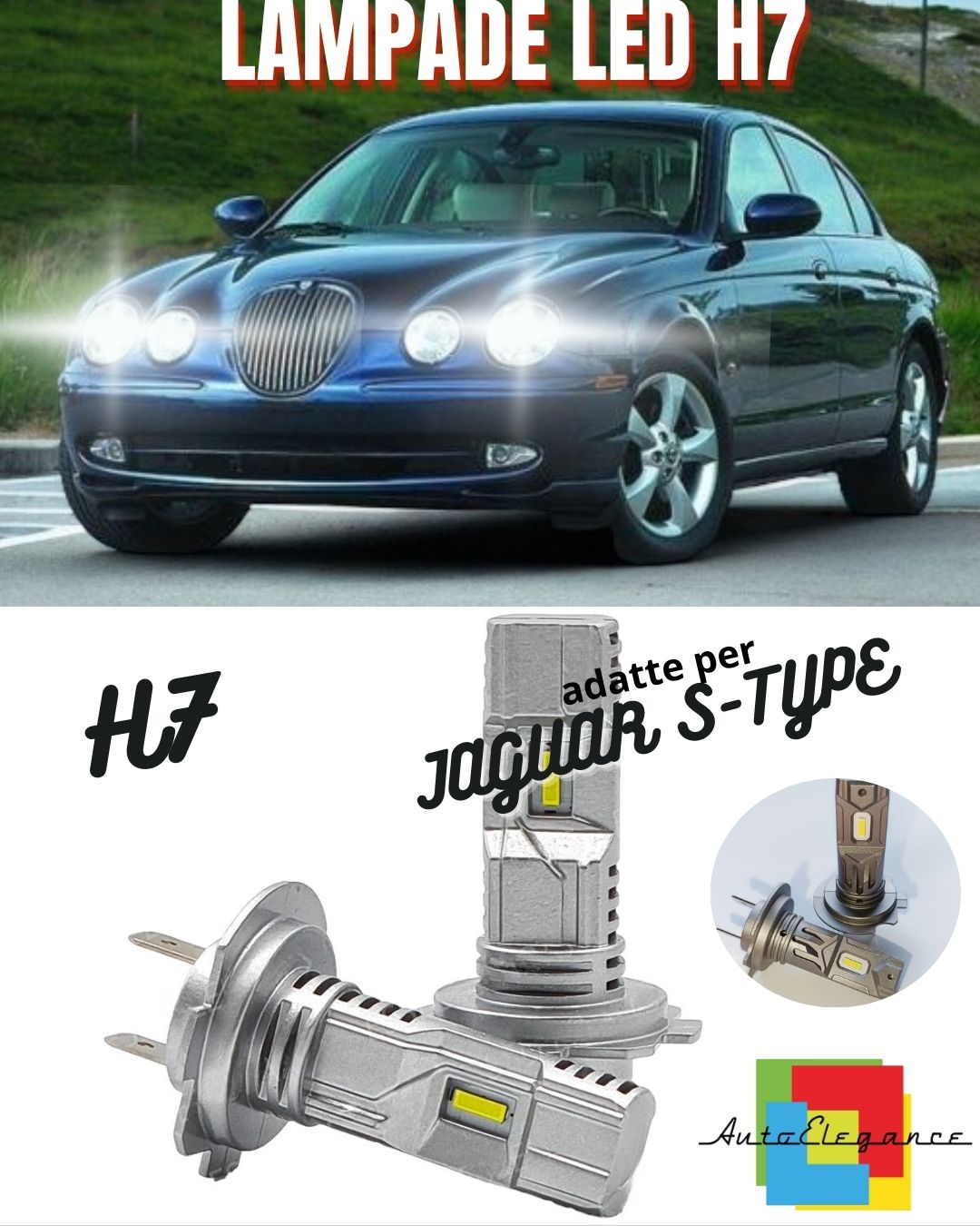 ✨H7 LED KIT FOR JAGUAR S-TYPE S TYPE 6000K 6000 LUMEN CANBUS LOW BEAM✨
