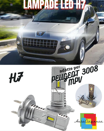 😍KIT LED H7 PER PEUGEOT 3008 MPV 6000K BIANCO 6000 LUMEN CANBUS ANABBAGLIANTI😍