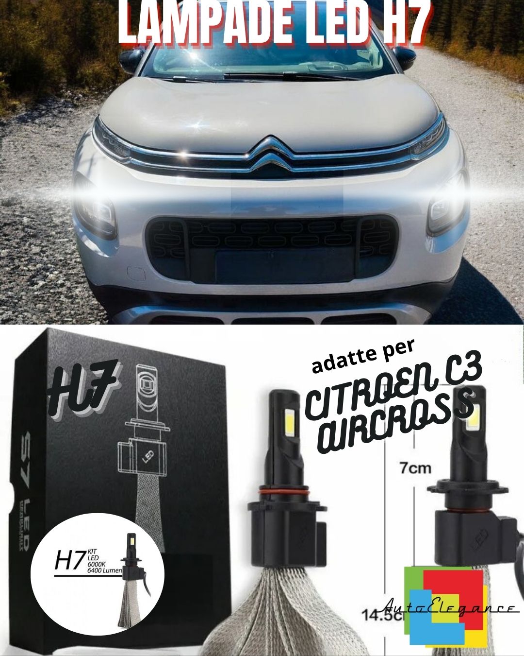 🤍LAMPADE ABBAGLIANTI LED CITROEN C3 AIRCROSS LED H7 6000K XENON🤍