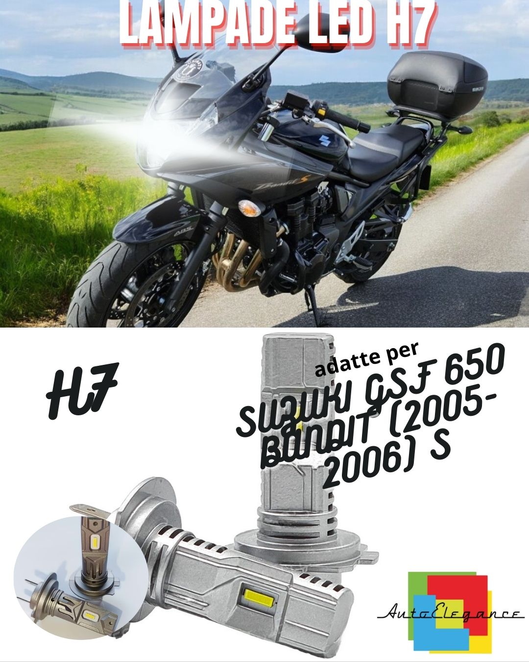 😍LAMPADA LED H7 6000K CANBUS PER ABBAGLIANTI SUZUKI GSF 650 BANDIT S 2 Pezzi😍