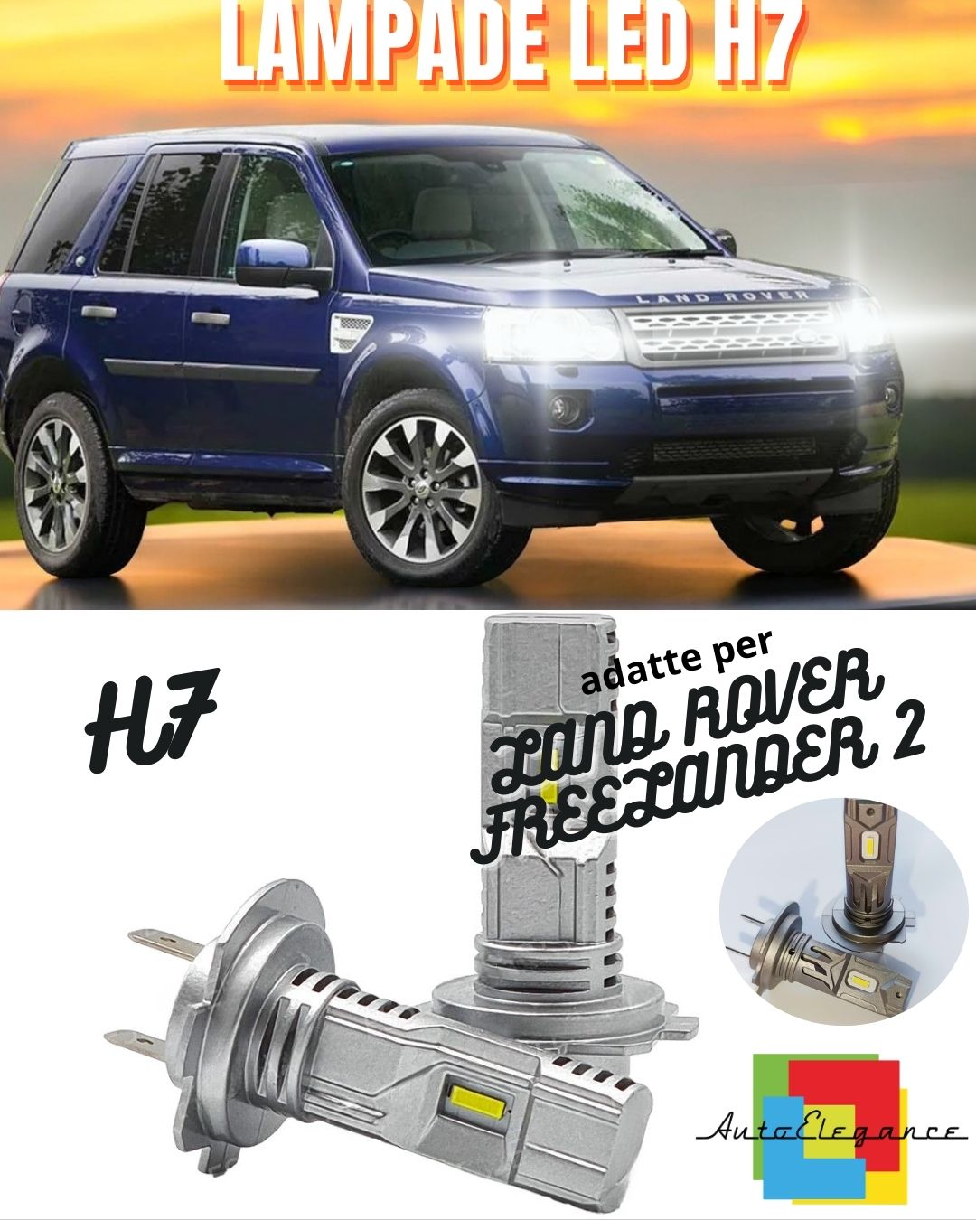KIT LED H7 LAND ROVER FREELANDER 2 6000K 6000 LUMEN ABBAGLIANTI FINO AL 2012