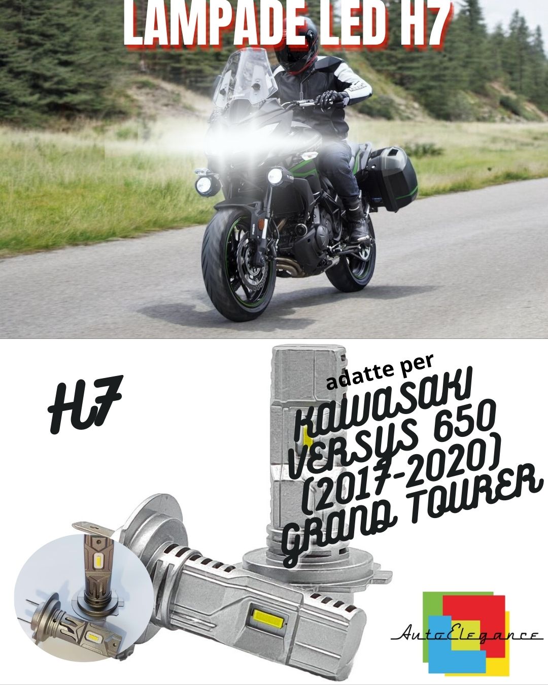 🔥LAMPADA LED H7 PER ABBAGLIANTI KAWASAKI VERSYS 650 GRAND TOURER 2 Pezzi🔥