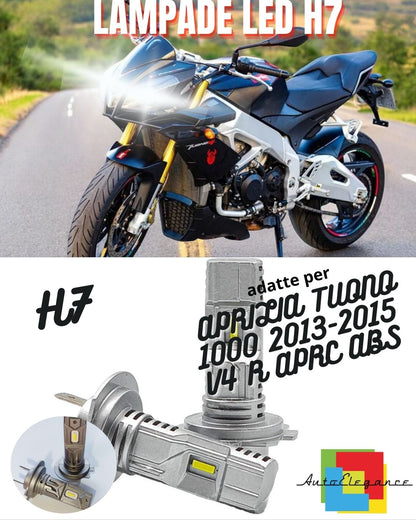 🔥KIT LED H7 6000K BIANCO 6000 LUMEN APRILIA TUONO 1000 V4 R APRC ABS 2 Pezzi🔥