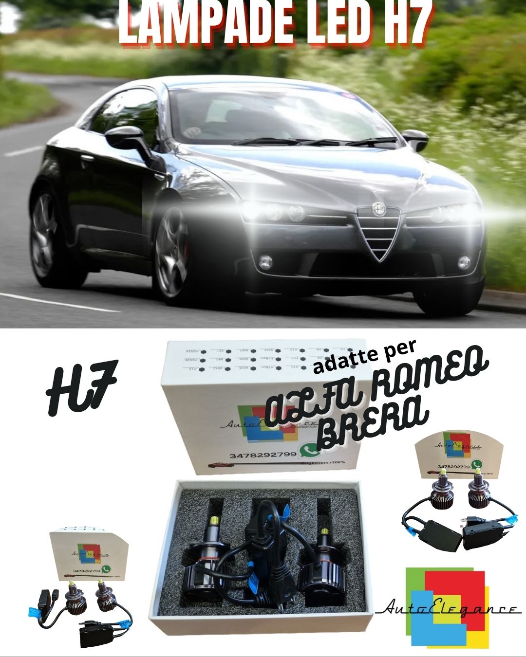 ⚡KIT LAMPADE ANABBAGLIANTI LED ALFA ROMEO BRERA LED H7 6000K BIANCO NO ERROR⚡