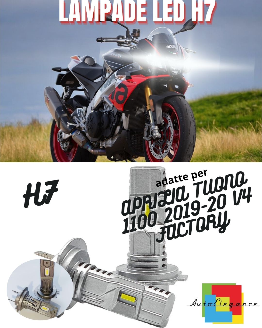 💥KIT LED H7 6000K BIANCO 6000 LUMEN APRILIA TUONO 1100 V4 FACTORY 2 Pezzo💥