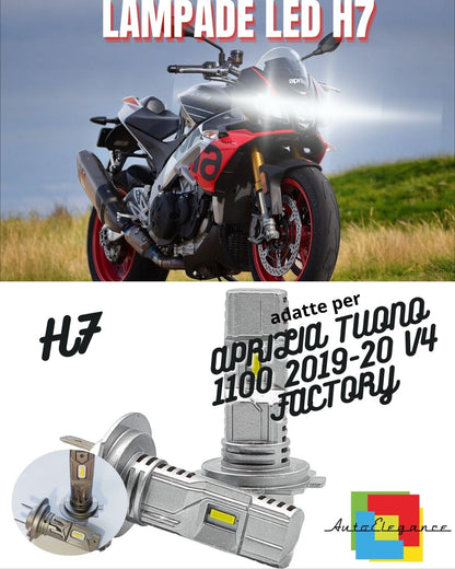 💥KIT LED H7 6000K BIANCO 6000 LUMEN APRILIA TUONO 1100 V4 FACTORY 2 Pezzo💥