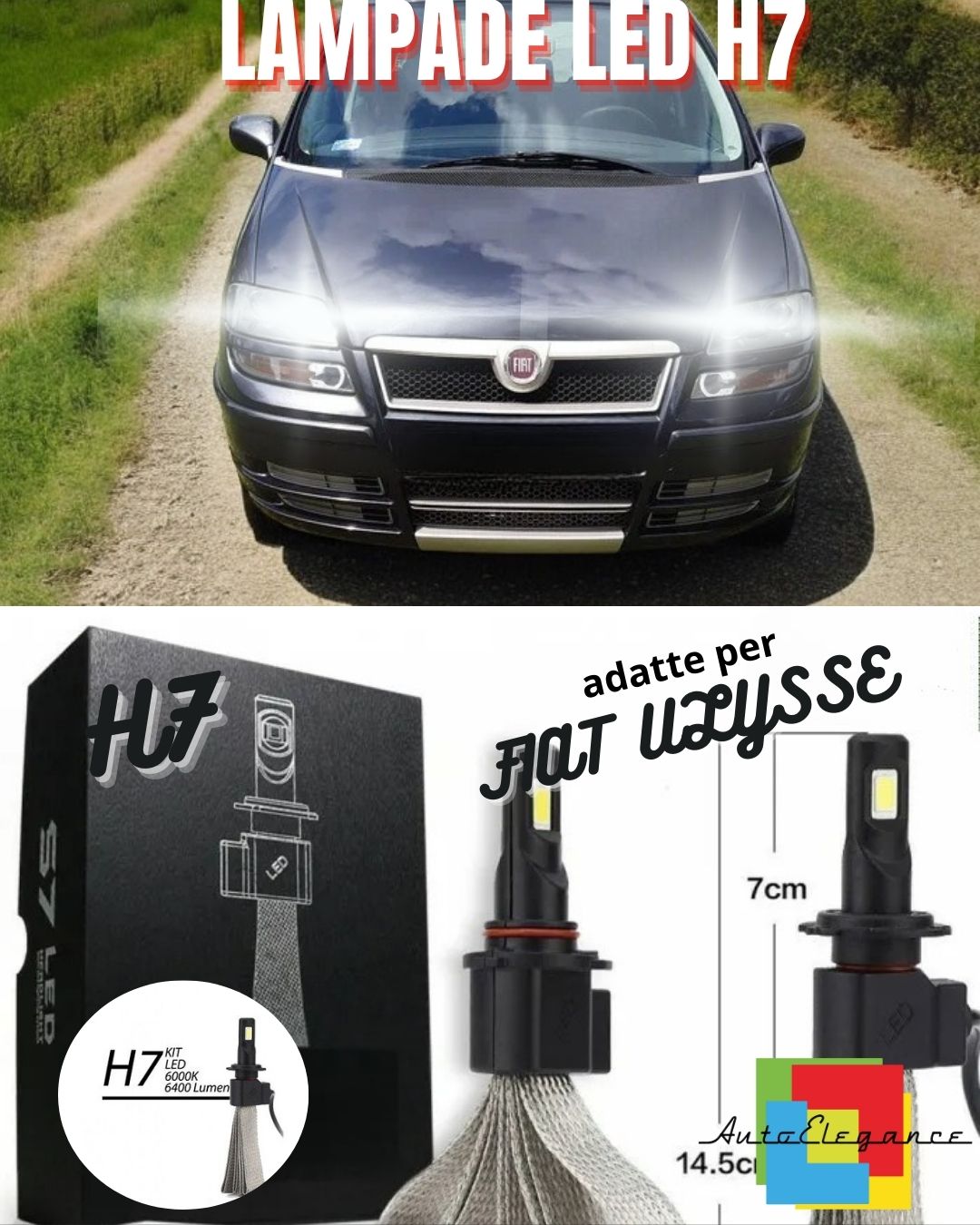 💯KIT FULL LED FIAT ULYSSE LAMPADE ABBAGLIANTI LED H7 6000K💯