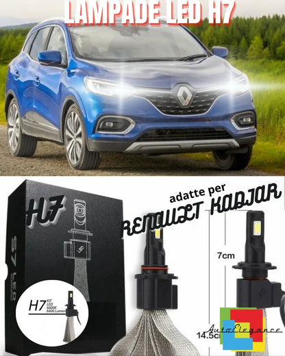 😍ABBAGLIANTE A LED RENAULT KADJAR LAMPADE LED H7 6000K NO ERROR 6400 LUMEN😍