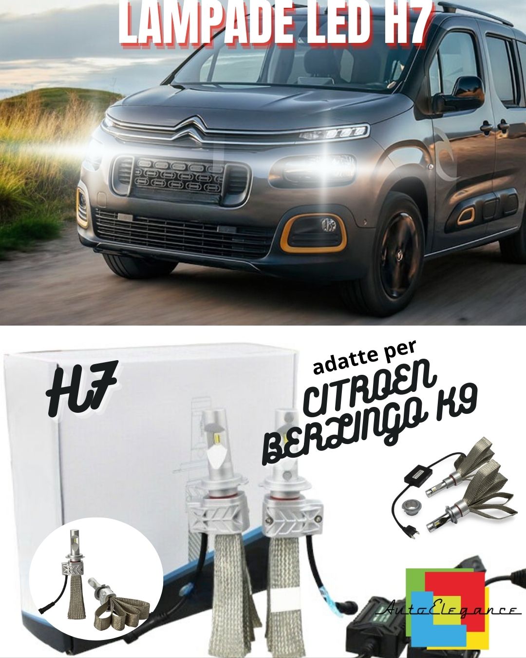 🤩KIT LED H7 CANBUS PER CITROEN BERLINGO K9 CON LED 8000 LUMEN NO AVARIA🤩