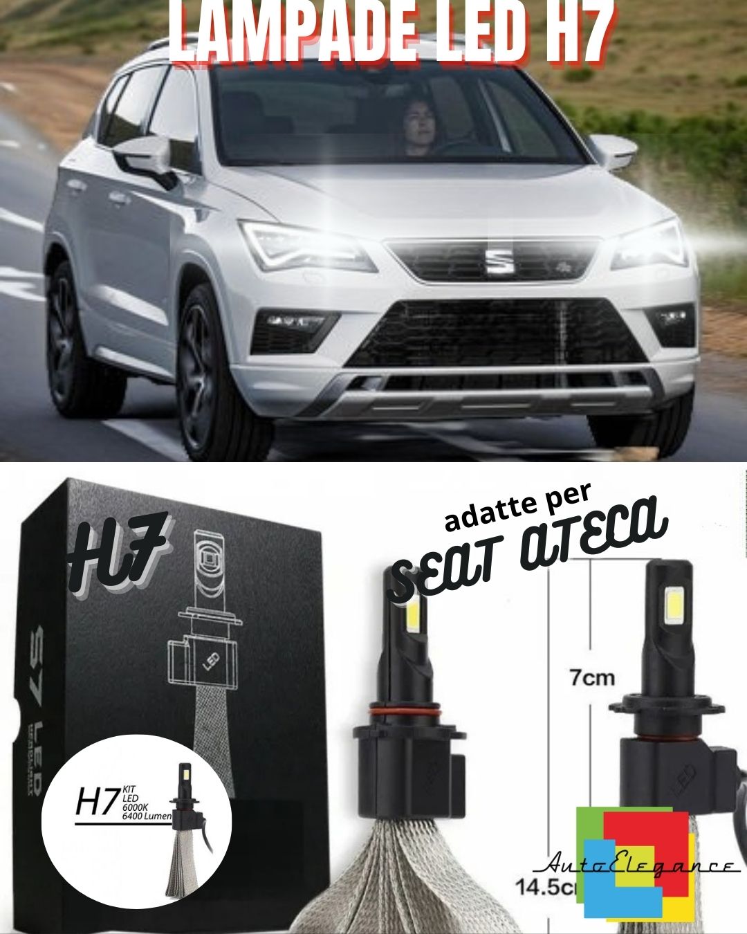 🤍KIT LAMPADE ABBAGLIANTI LED SEAT ATECA LED H7 6000K BIANCO NO ERROR🤍