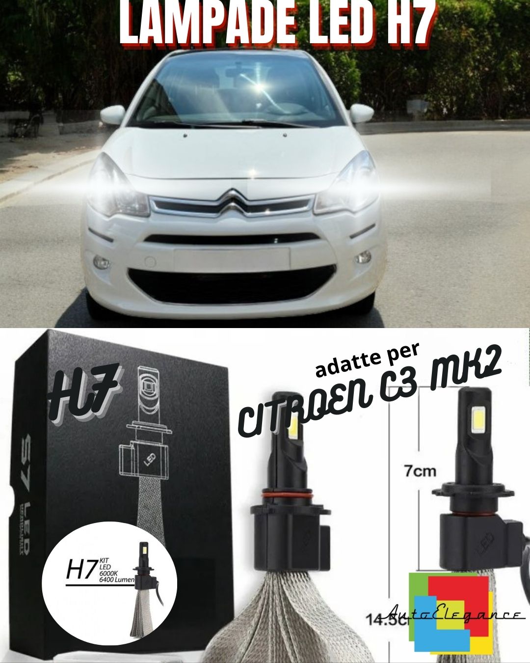 🤍CITROEN C3 MK2 H7 6000K XENON WHITE NO ERROR LOW BEAM LED BULB KIT🤍