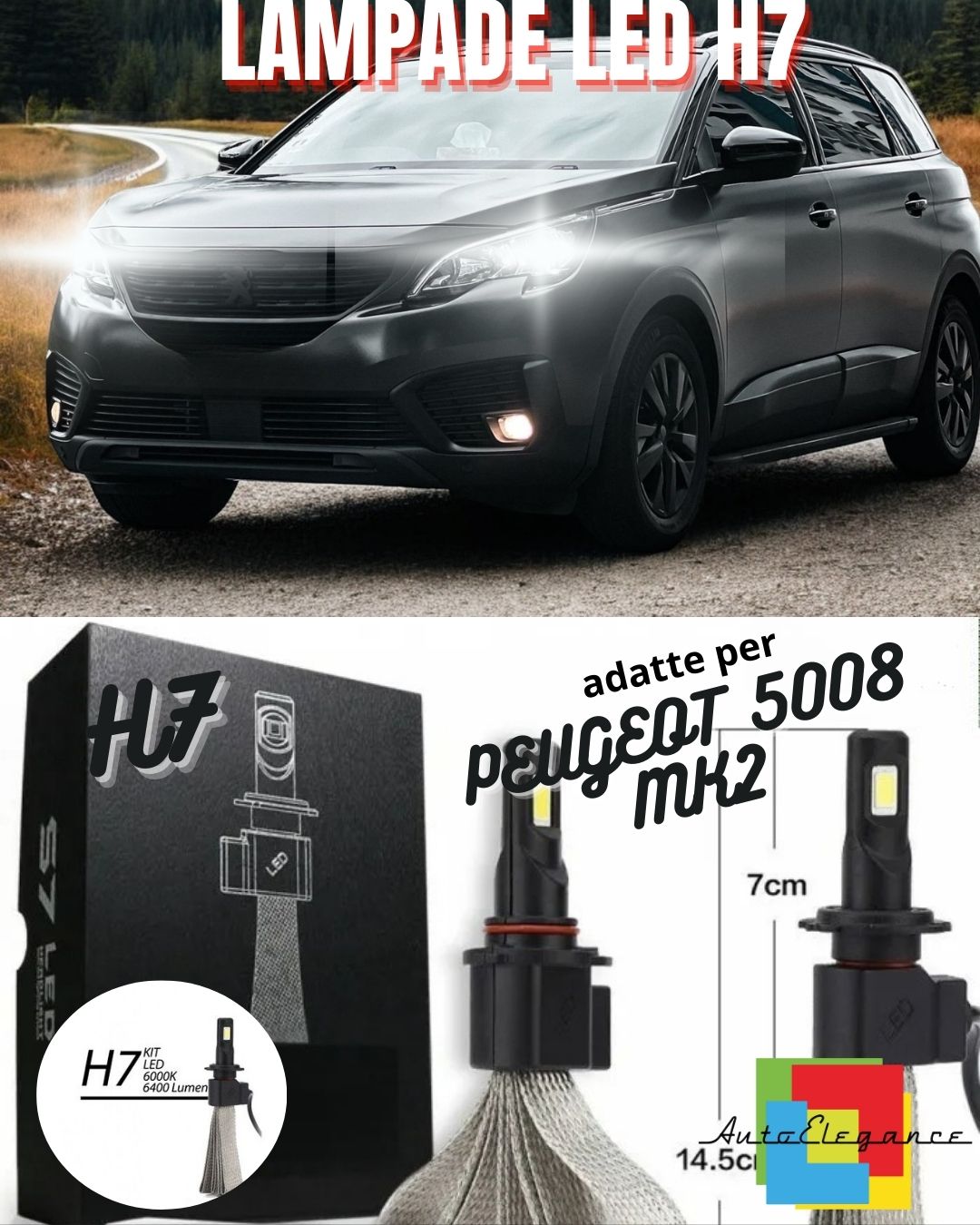 😎KIT FULL LED PEUGEOT 5008 MK2 LAMPADE LED H7 6000K BIANCO GHIACCIO NO ERROR😎