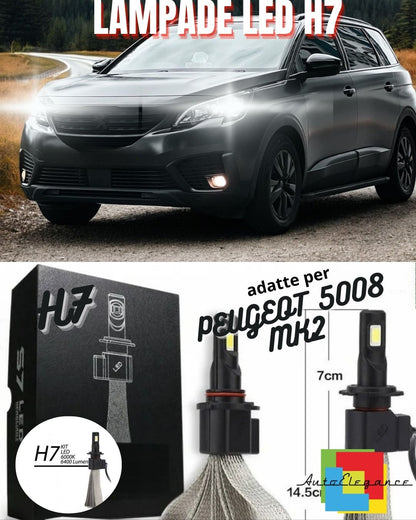 😎KIT FULL LED PEUGEOT 5008 MK2 LAMPADE LED H7 6000K BIANCO GHIACCIO NO ERROR😎