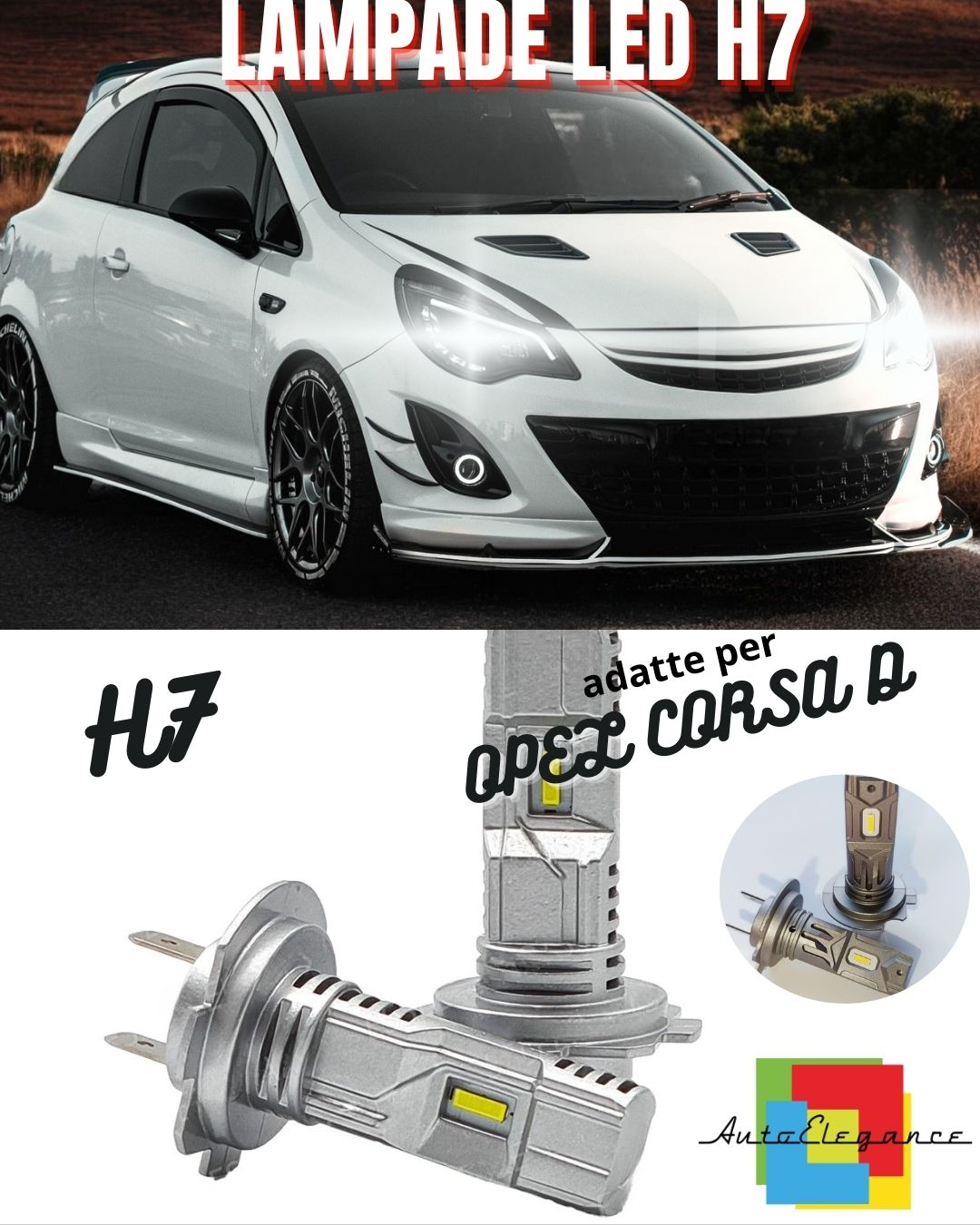 🤍H7 LED KIT OPEL CORSA D 6000K WHITE 6000 LUMEN CANBUS LOW BEAM🤍